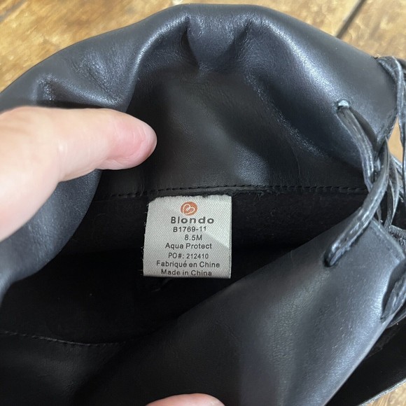 Blondi Knee High Tall Black Leather Heeled Boots Size 8.5 Zip up calf & Lace up - Picture 5 of 13